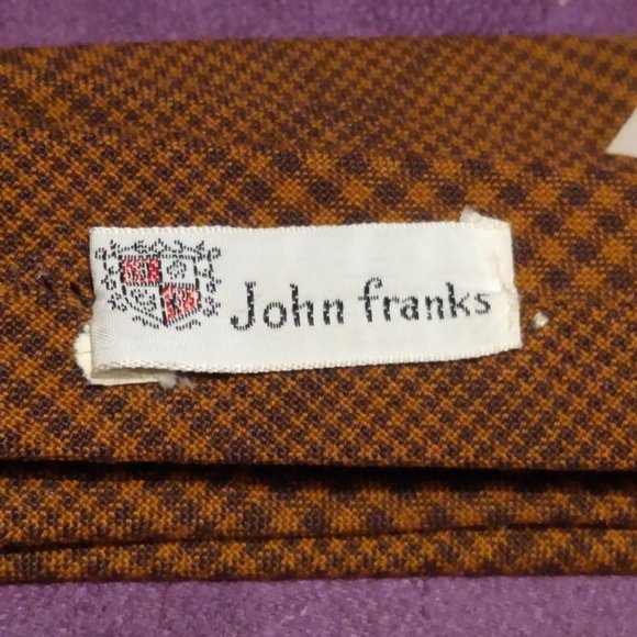 John Franks || Burnt Orange & Black Plaid Tie - Picture 2 of 2